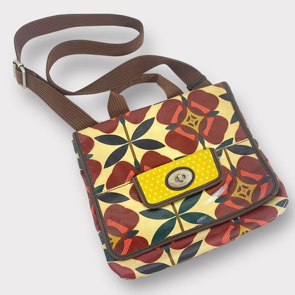 Fossil Handbags - FOSSIL Key-Per Crossbody Vintage Satchel Bold Floral Coated Canvas Purse…